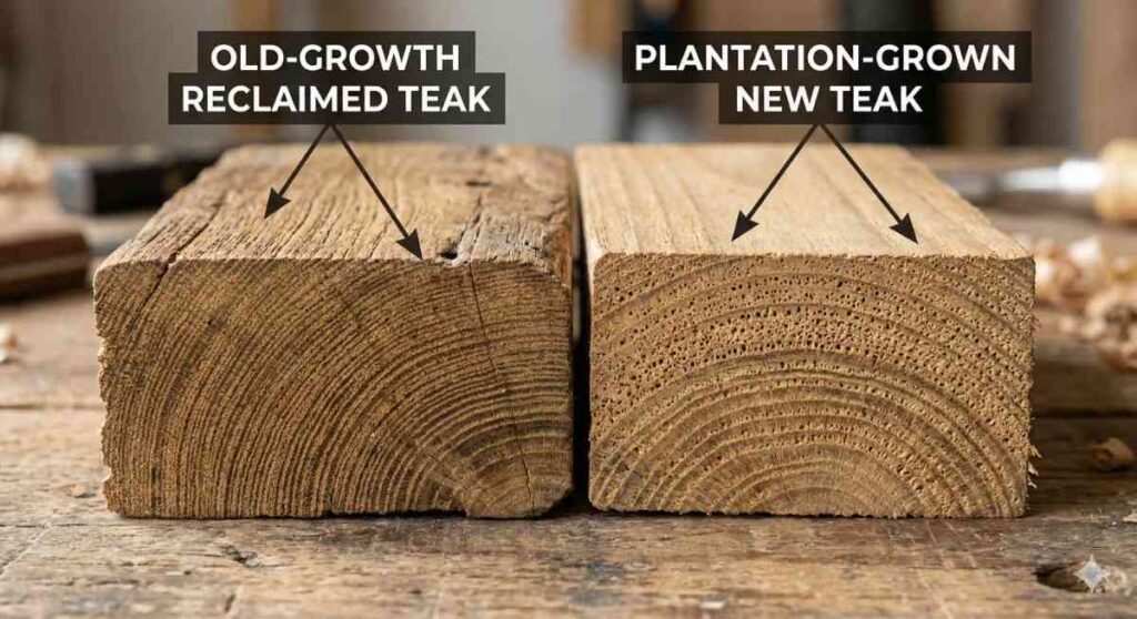 reclaimed-teak-vs-new-teak-grain-density