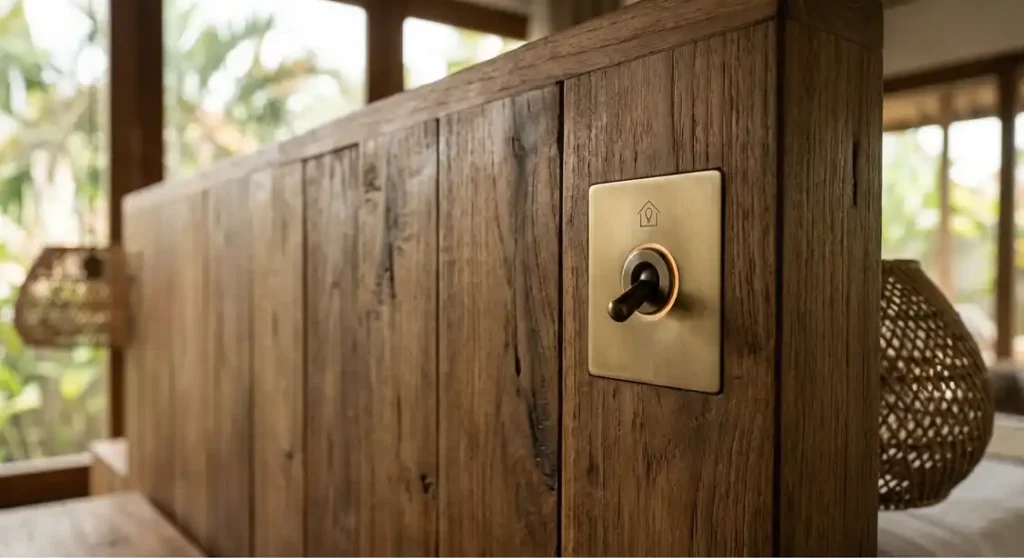 bali villa invisible tech brass switch