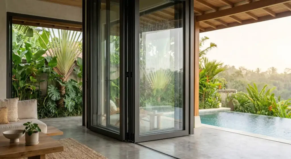 opened-bi-fold-glass-doors-bali-villa