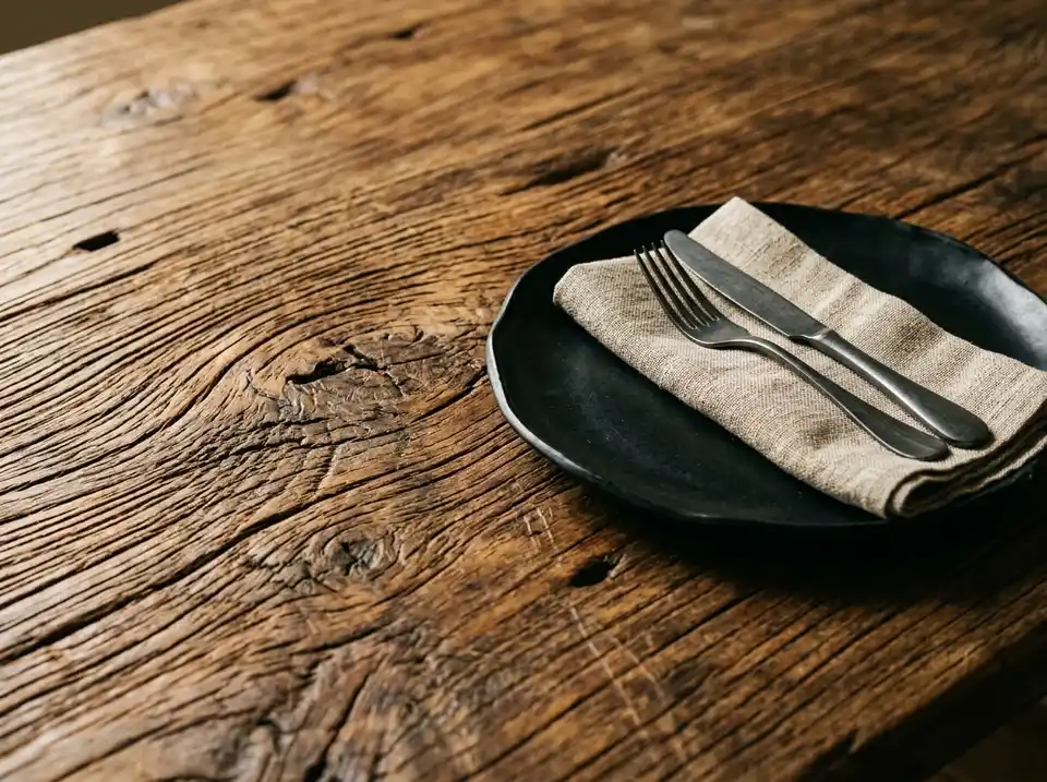 Custom kiln-dried reclaimed teak dining table built for Bali's tropical climate.
