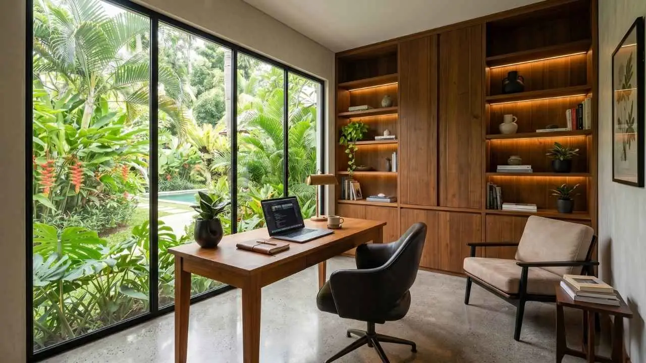 soundproof Bali home office design ideas with acoustic glass