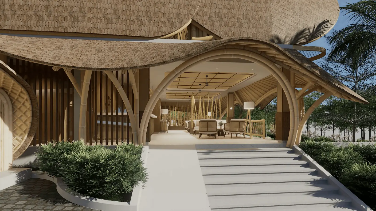 Render — Lokalé entrance walkway