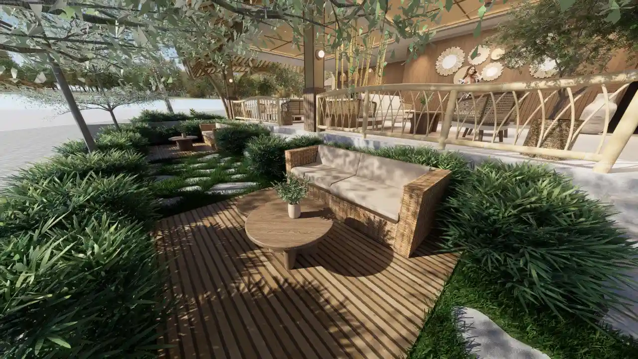 Render — Lokalé garden seating